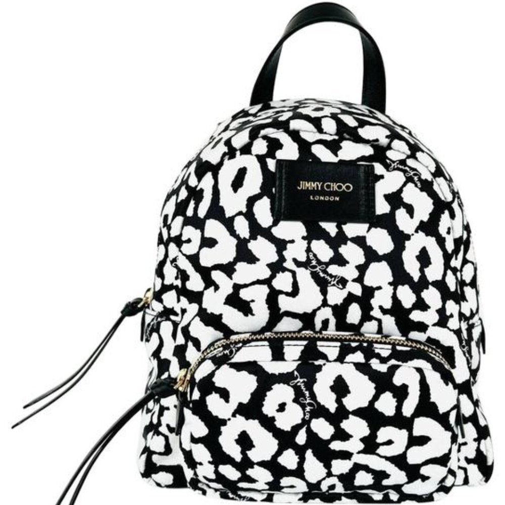 🎁 Jimmy Choo Candice Onyp Nylon Leopard Backpack